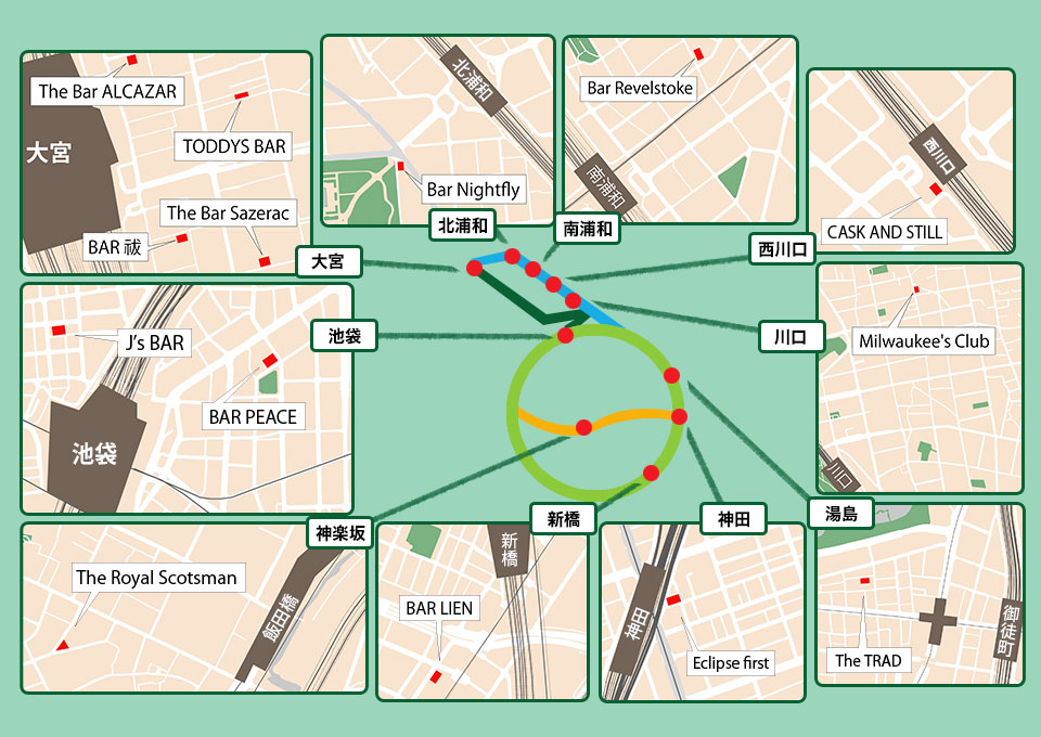 うちでの小槌プロジェクト BAR MAP 東京、埼玉