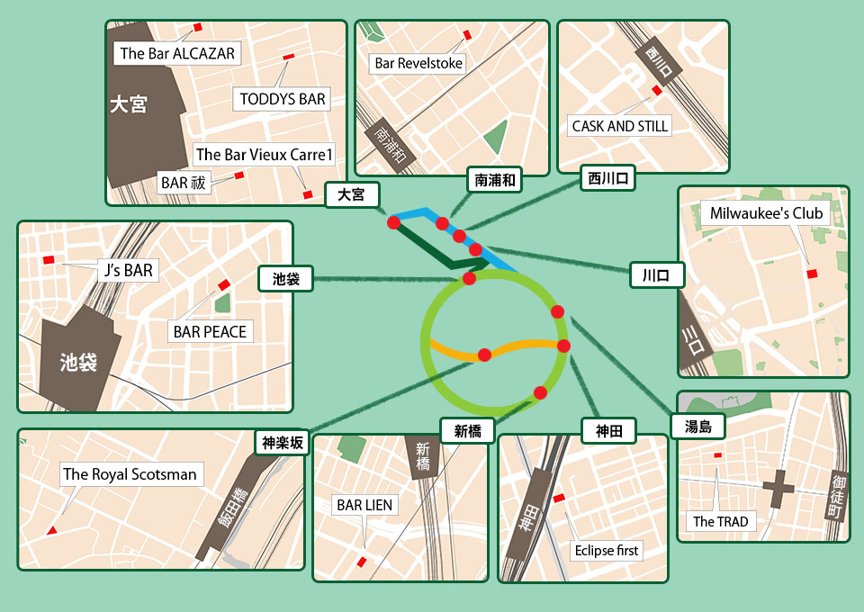 うちでの小槌プロジェクト BAR MAP 東京、埼玉